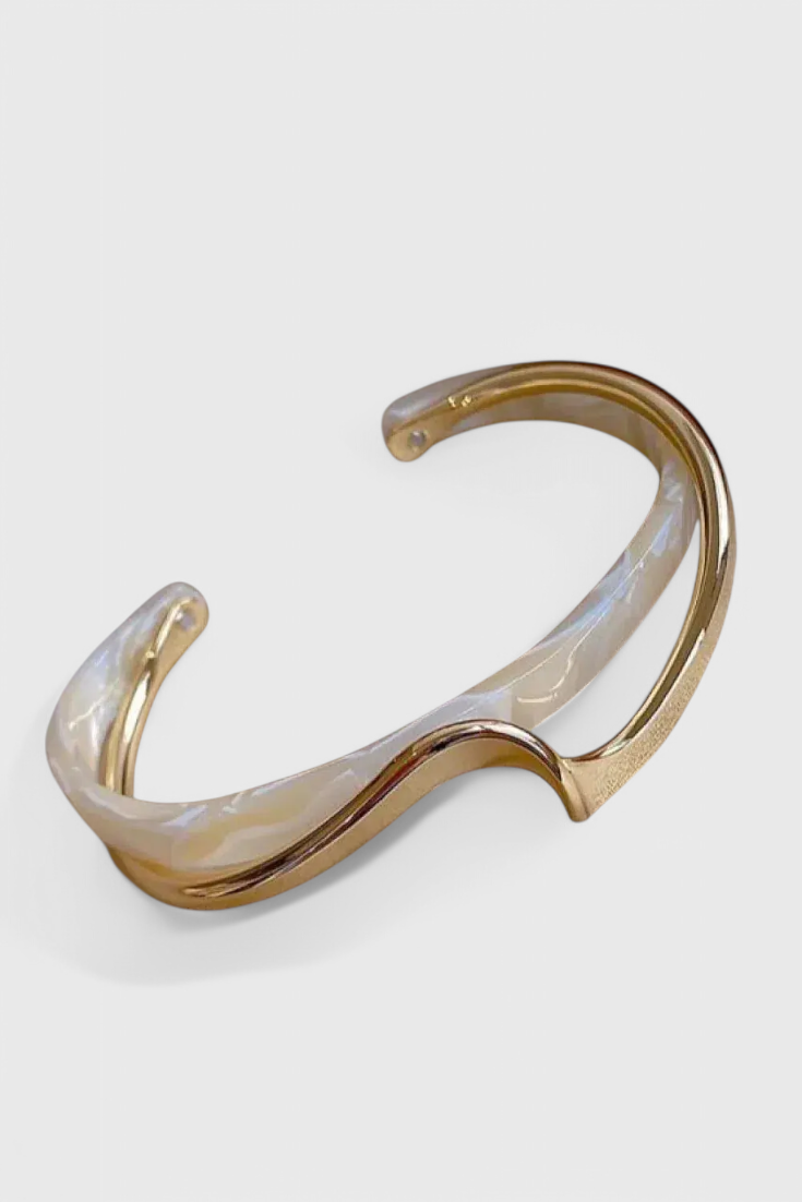 Esperanza | Pulsera Rígida Dorada Mujer Ondulada Abierta