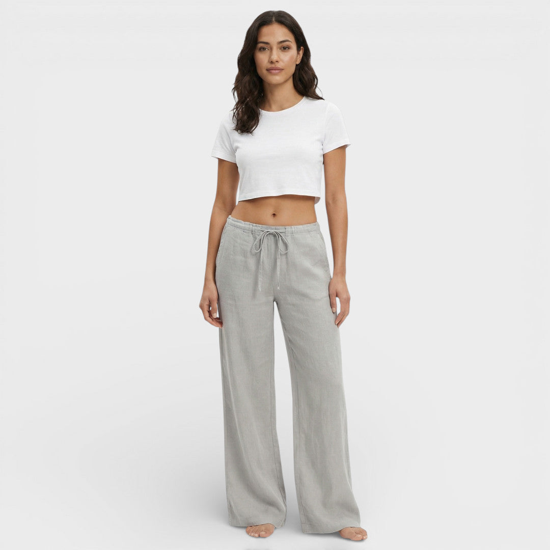 Pantalones Lino Mujer Cintura Elástica