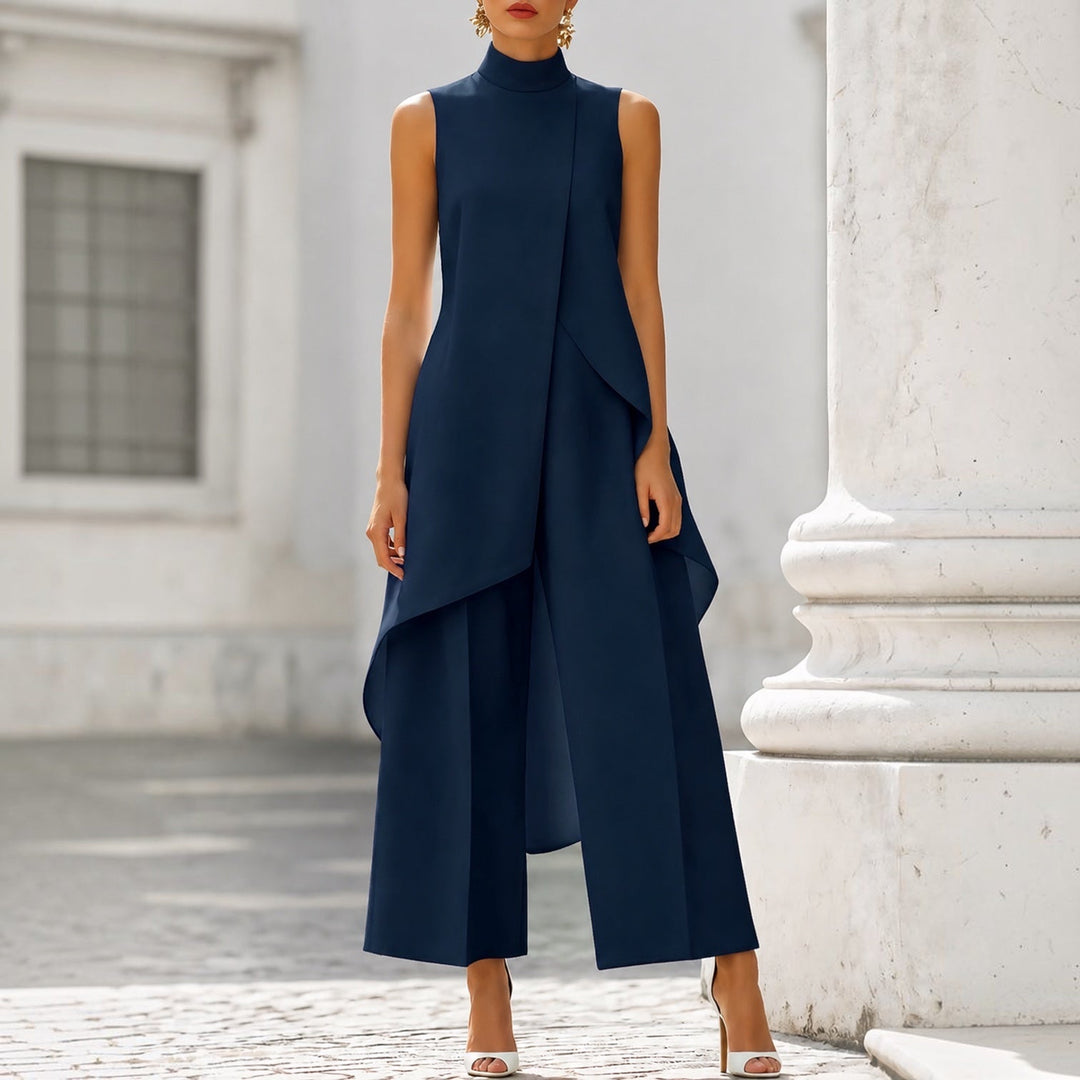 Valentina | Tuta elegante con top drappeggiato a collo alto