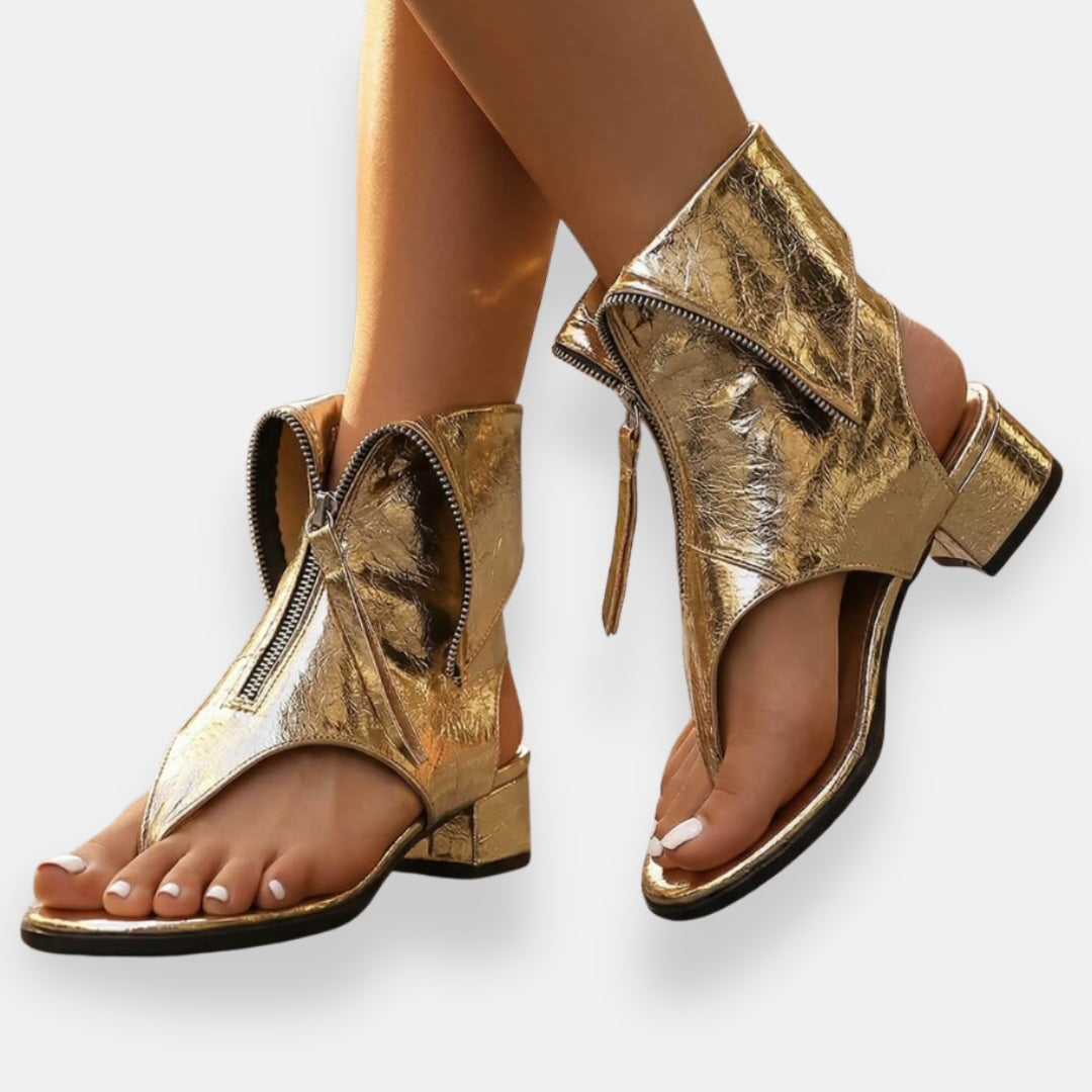 Zafira | Metallicsandaler med dragkedja