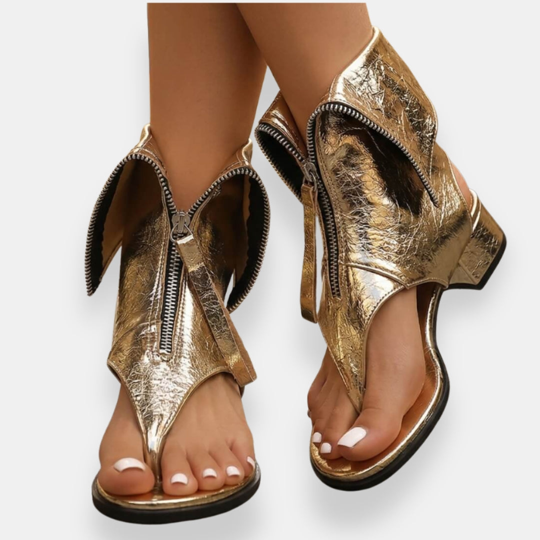 Zafira | Metallicsandaler med dragkedja
