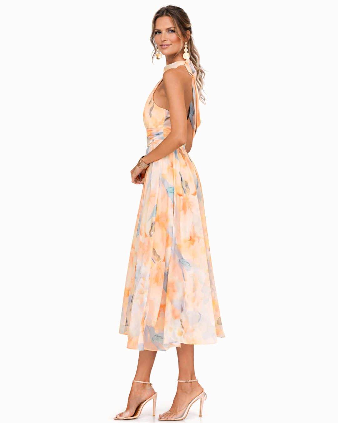 Aurora™ | Abito con Scollo Halter e Stampa Acquerello