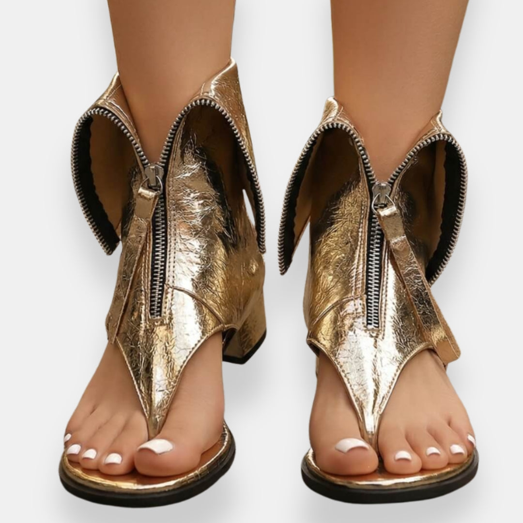 Zafira | Metallicsandaler med dragkedja