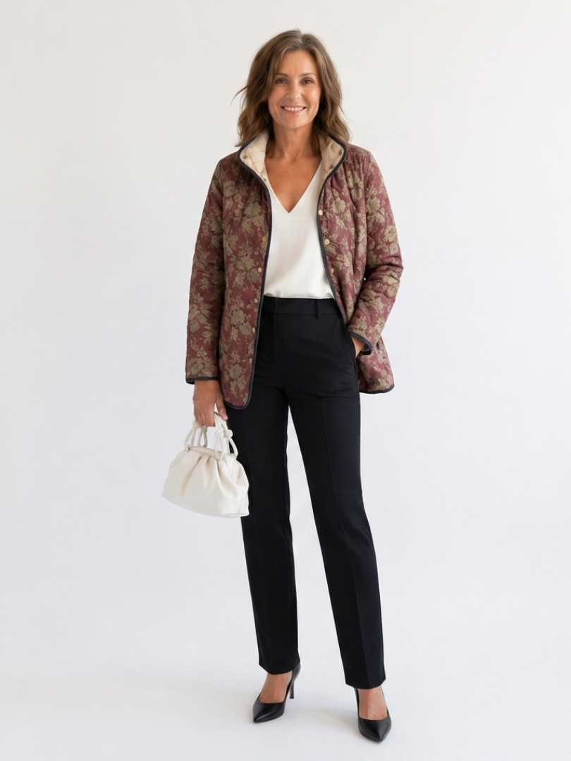MARIACORTES | Veste Matelassée Damas Prune Sophie