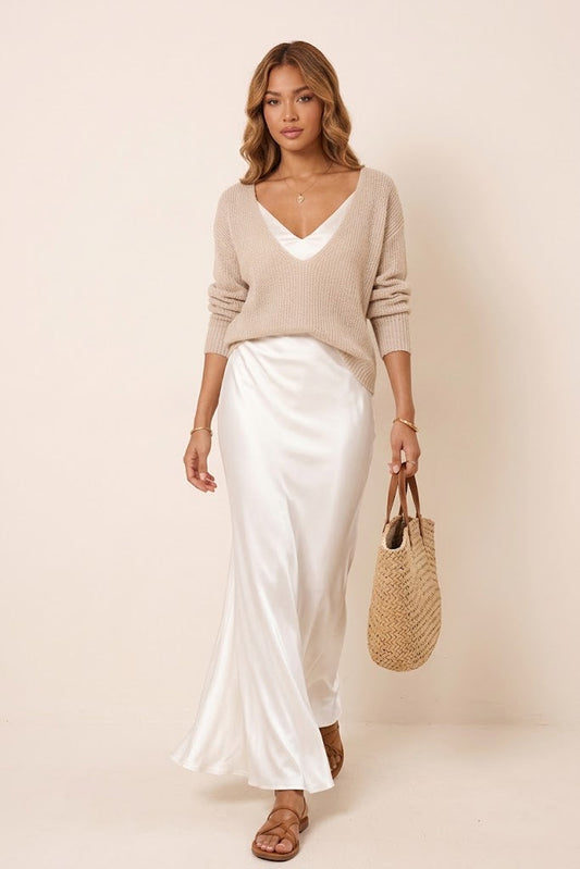 Alma | Abito in raso elegante con jersey