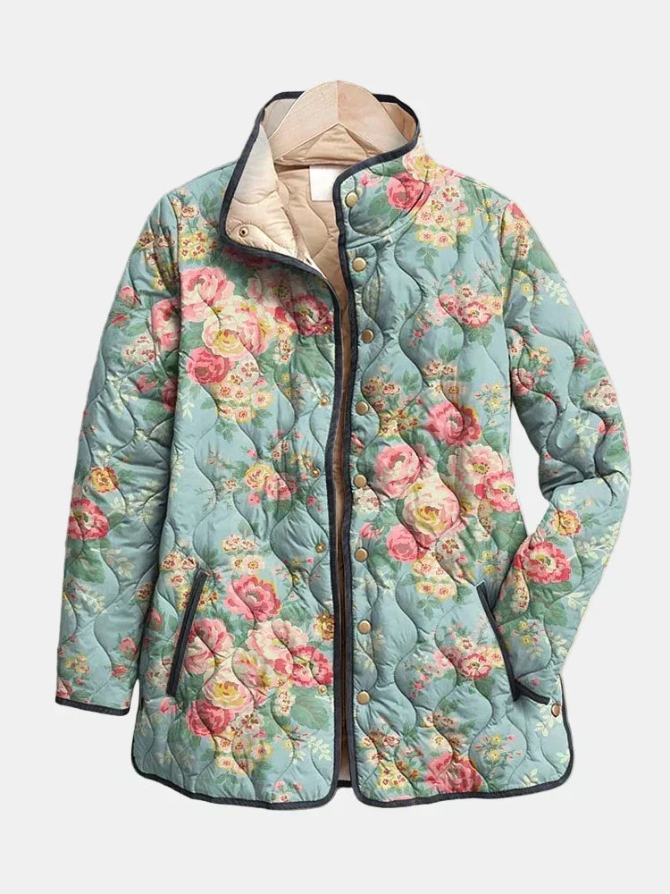 MARIACORTES | Veste Matelassée Roses Céladon Mathilde
