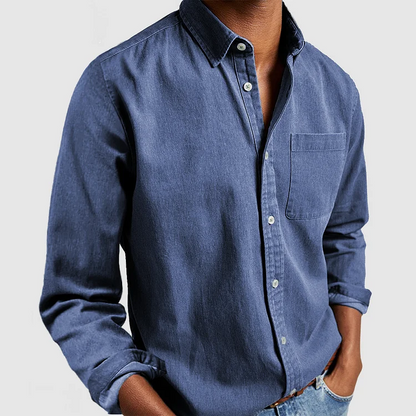 Diego | Camisa de Lino Hombre de Manga Larga con Cuello Abotonado