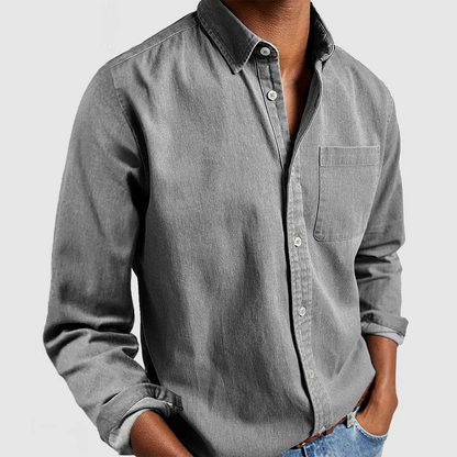 Diego | Camisa de Lino Hombre de Manga Larga con Cuello Abotonado