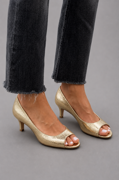 Sandalias de tacón bajo con puntera abierta
