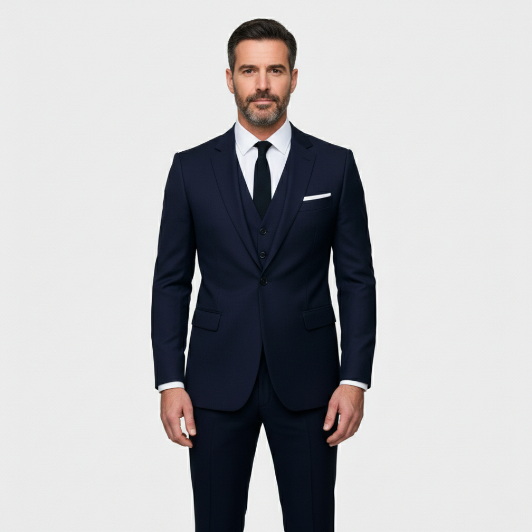 Dario | Traje Tres Piezas Hombre | Solapa de Muesca | Chaleco
