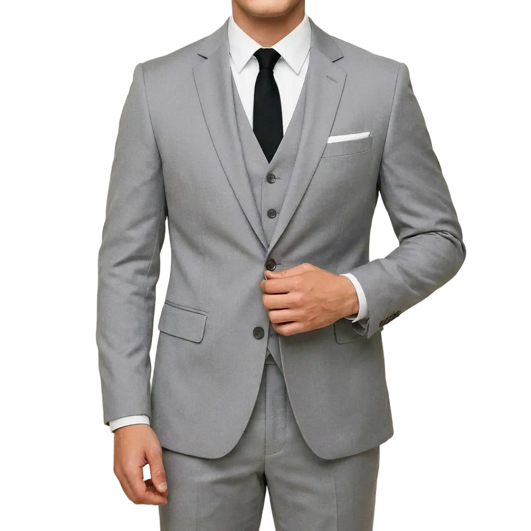 Dario | Traje Tres Piezas Hombre | Solapa de Muesca | Chaleco