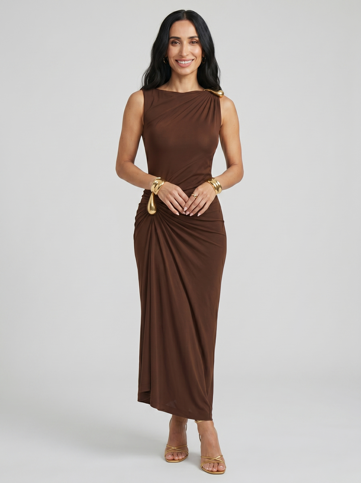 Cinthia | Abito elegante con ganci dorati