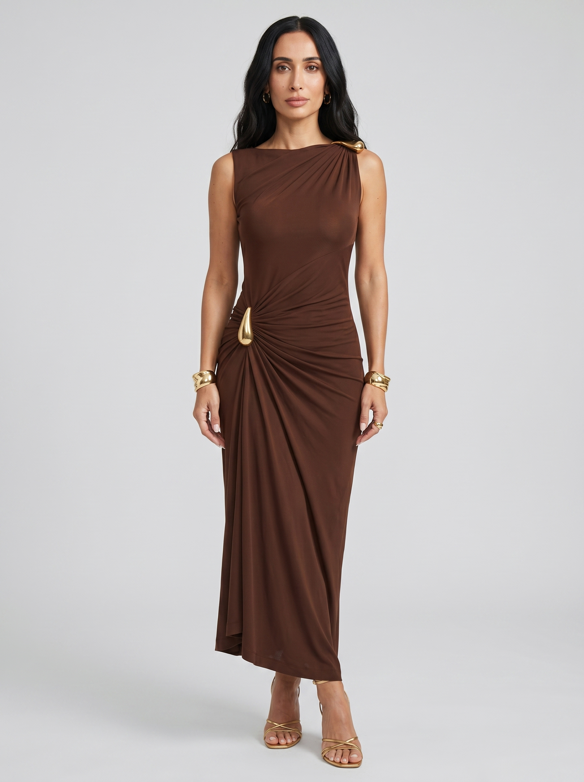Cinthia | Abito elegante con ganci dorati