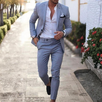 Gonzalo | Traje de Lino de Dos Piezas Slim Fit Hombre Solapa Clásica