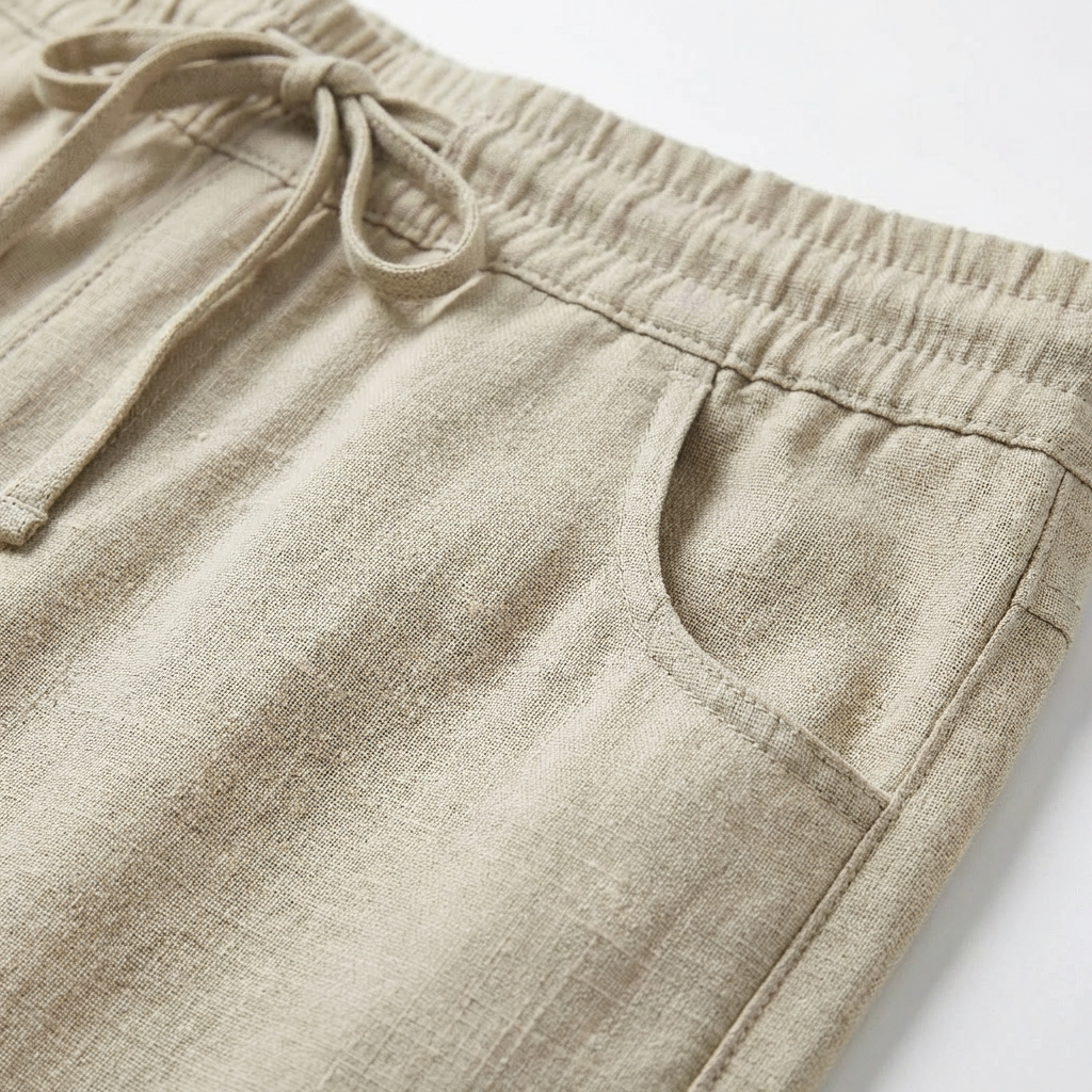 Hugo | Pantalones de Lino Hombre con Cintura de Cordón y Bajo Ajustado