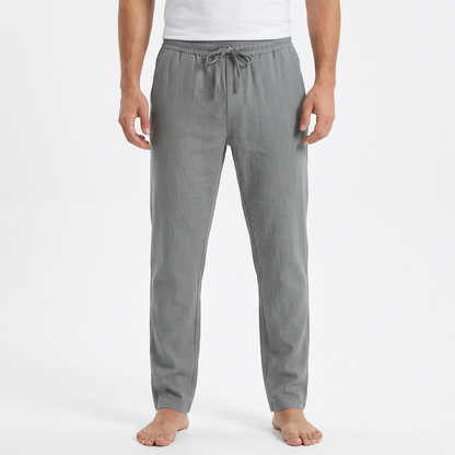 Hugo | Pantalones de Lino Hombre con Cintura de Cordón y Bajo Ajustado