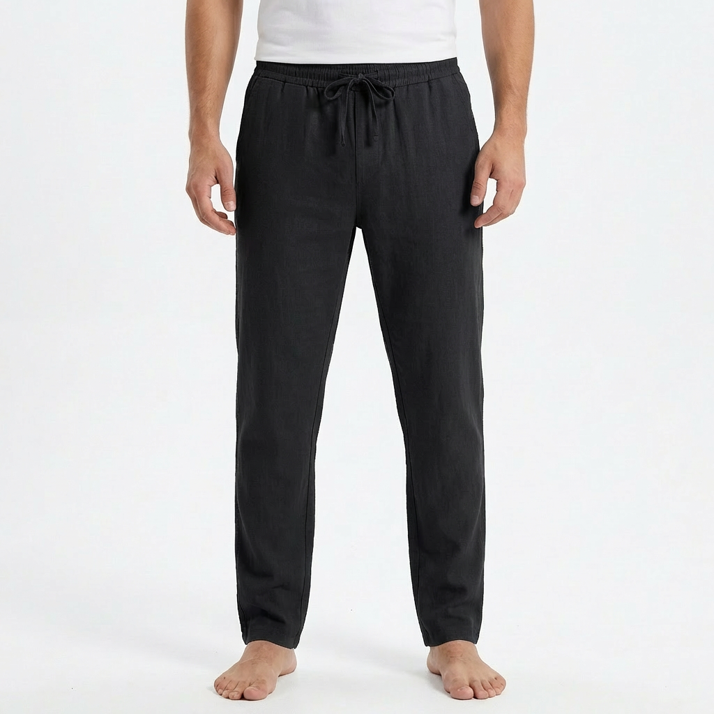 Hugo | Pantalones de Lino Hombre con Cintura de Cordón y Bajo Ajustado