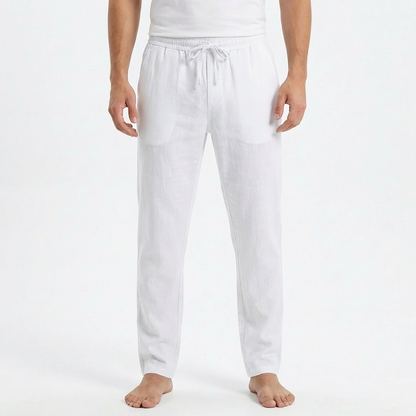 Hugo | Pantalones de Lino Hombre con Cintura de Cordón y Bajo Ajustado