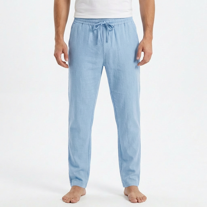 Hugo | Pantalones de Lino Hombre con Cintura de Cordón y Bajo Ajustado