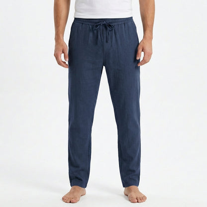 Hugo | Pantalones de Lino Hombre con Cintura de Cordón y Bajo Ajustado