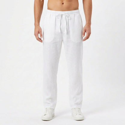 Lucas | Pantalones de Lino Hombre con Cintura Elástica y Pernera Recta