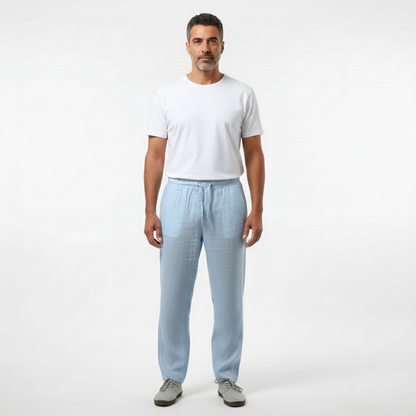 Lucas | Pantalones de Lino Hombre con Cintura Elástica y Pernera Recta