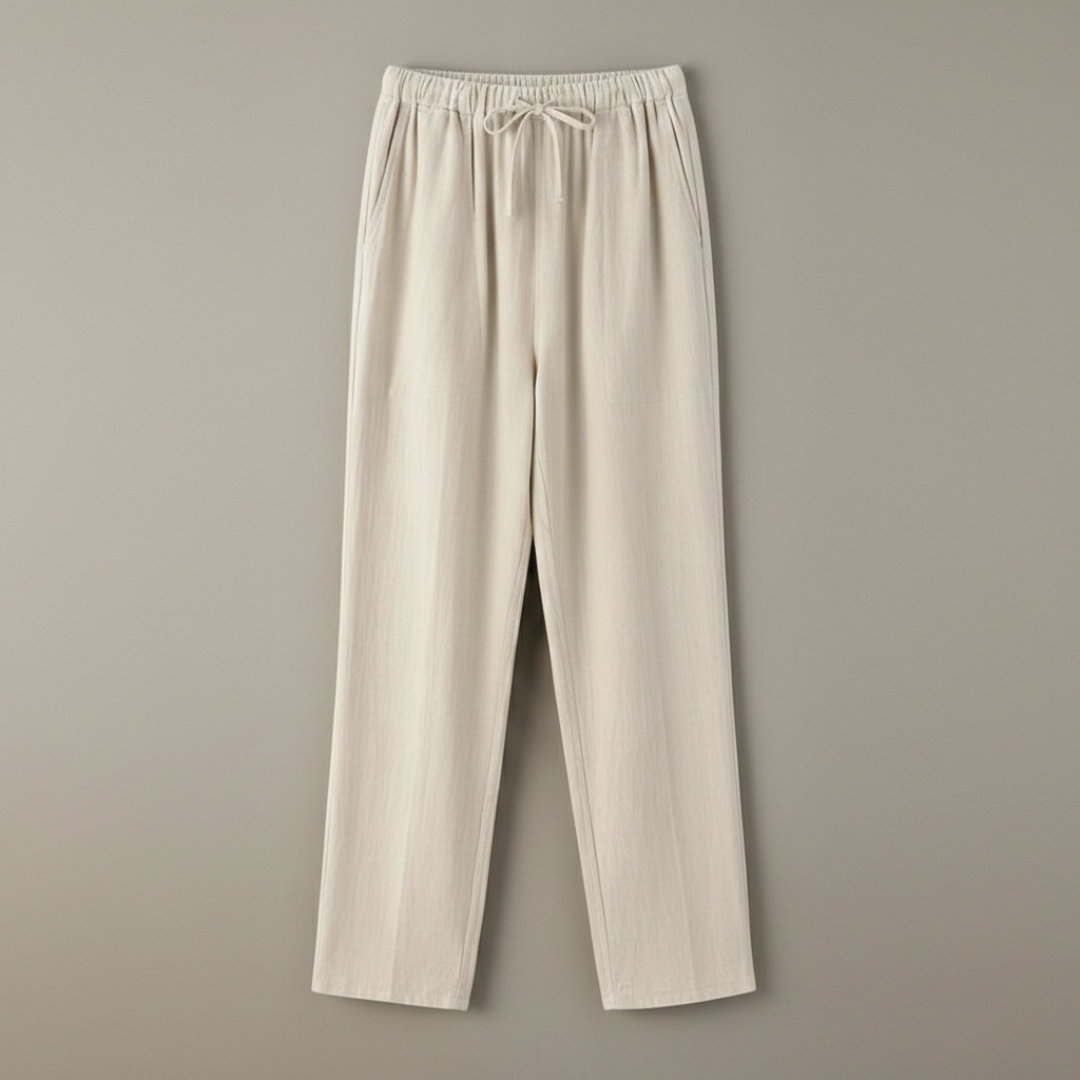 Iván | Pantalones de Lino Hombre de Corte Recto con Cintura Elástica