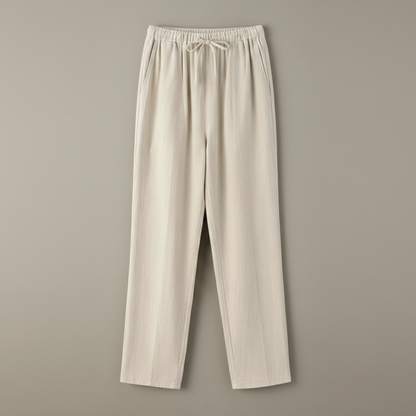 Iván | Pantalones de Lino Hombre de Corte Recto con Cintura Elástica