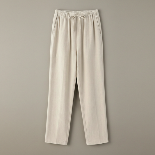Iván | Pantalones de Lino Hombre de Corte Recto con Cintura Elástica