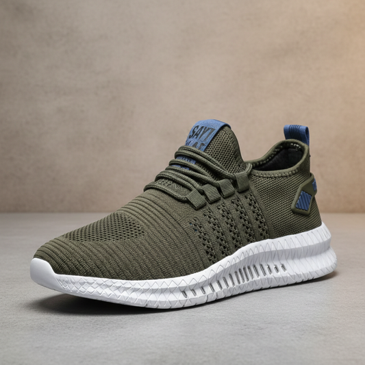 Saúl | Zapatillas Running Hombre Knit Cordones Suela Gruesa Perforaciones Laterales