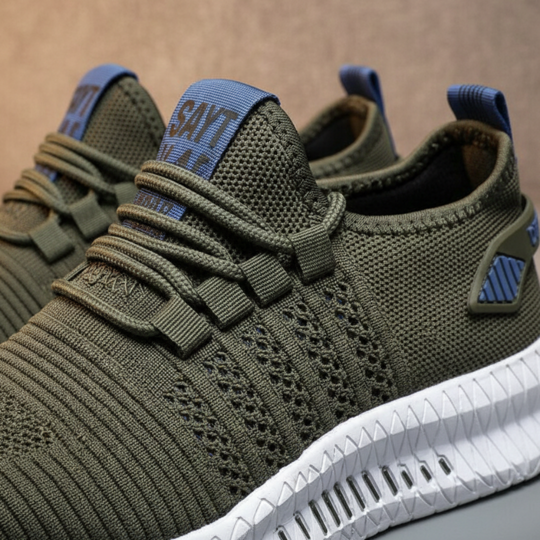 Saúl | Zapatillas Running Hombre Knit Cordones Suela Gruesa Perforaciones Laterales
