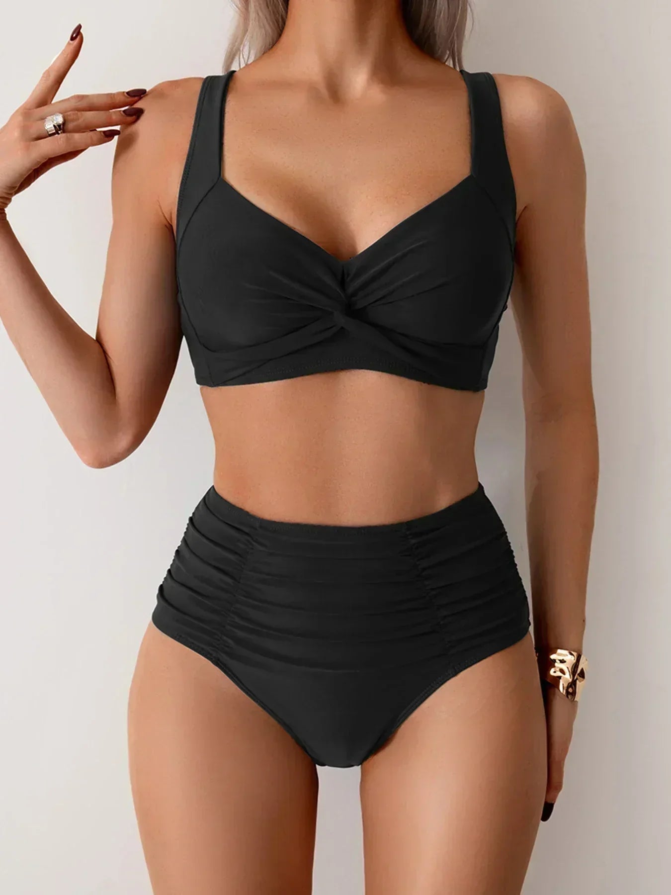 Marta - Bandeau-bikini med rynkad tyg