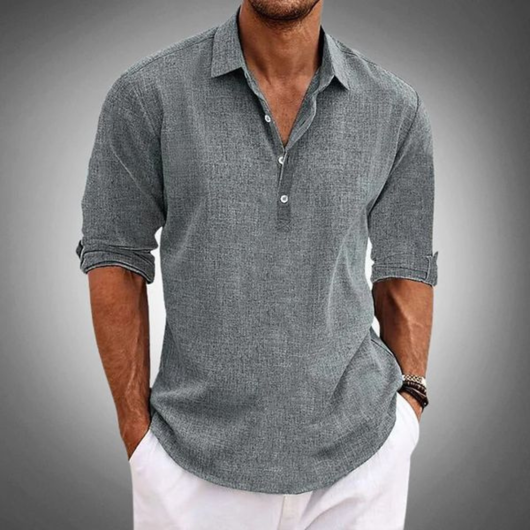 Sergio | Camiseta Polo Hombre Botones Manga Larga Escote Abierto | Verano