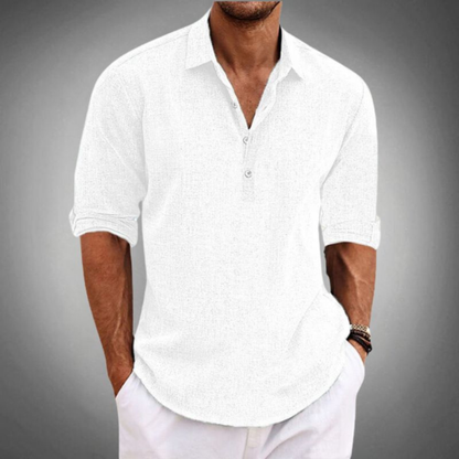 Sergio | Camiseta Polo Hombre Botones Manga Larga Escote Abierto | Verano