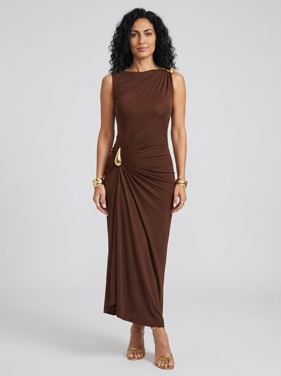 Cinthia | Abito elegante con ganci dorati
