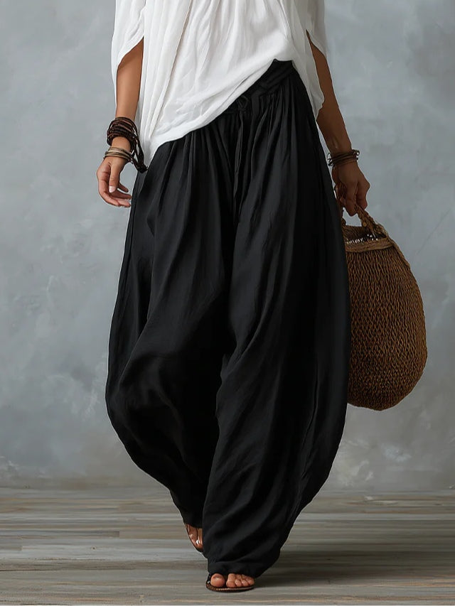 Freja | White Set with Off-Shoulder Top and Lantern Trousers