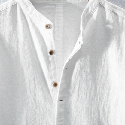 Lucas | Camisa de Lino Hombre de Manga Corta con Cuello Mao