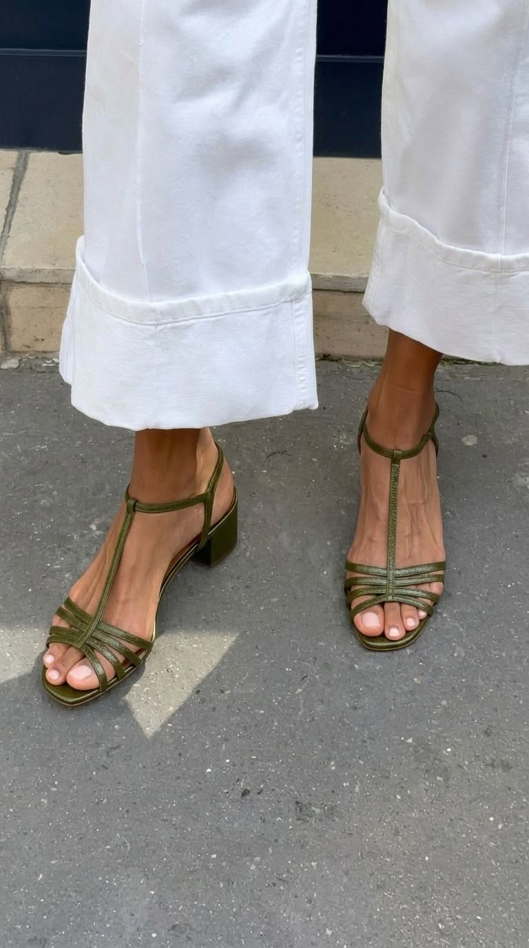 Metallfärgade sandaler med klack