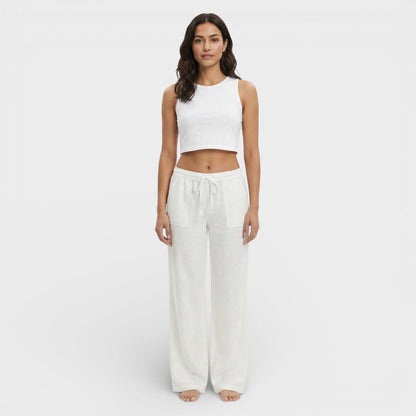 Pantalones Lino Mujer Cintura Elástica