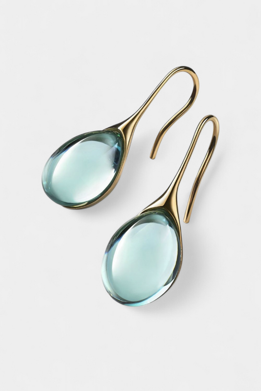 Inmaculada | Pendientes Colgantes de Cristal Mujer Dorados