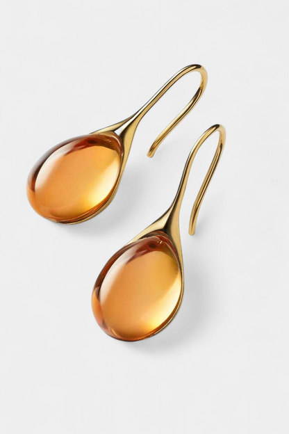 Inmaculada | Pendientes Colgantes de Cristal Mujer Dorados