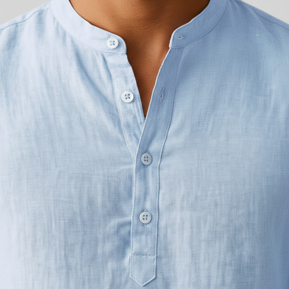 Mateo | Camisa Henley de Lino Hombre de Manga Larga