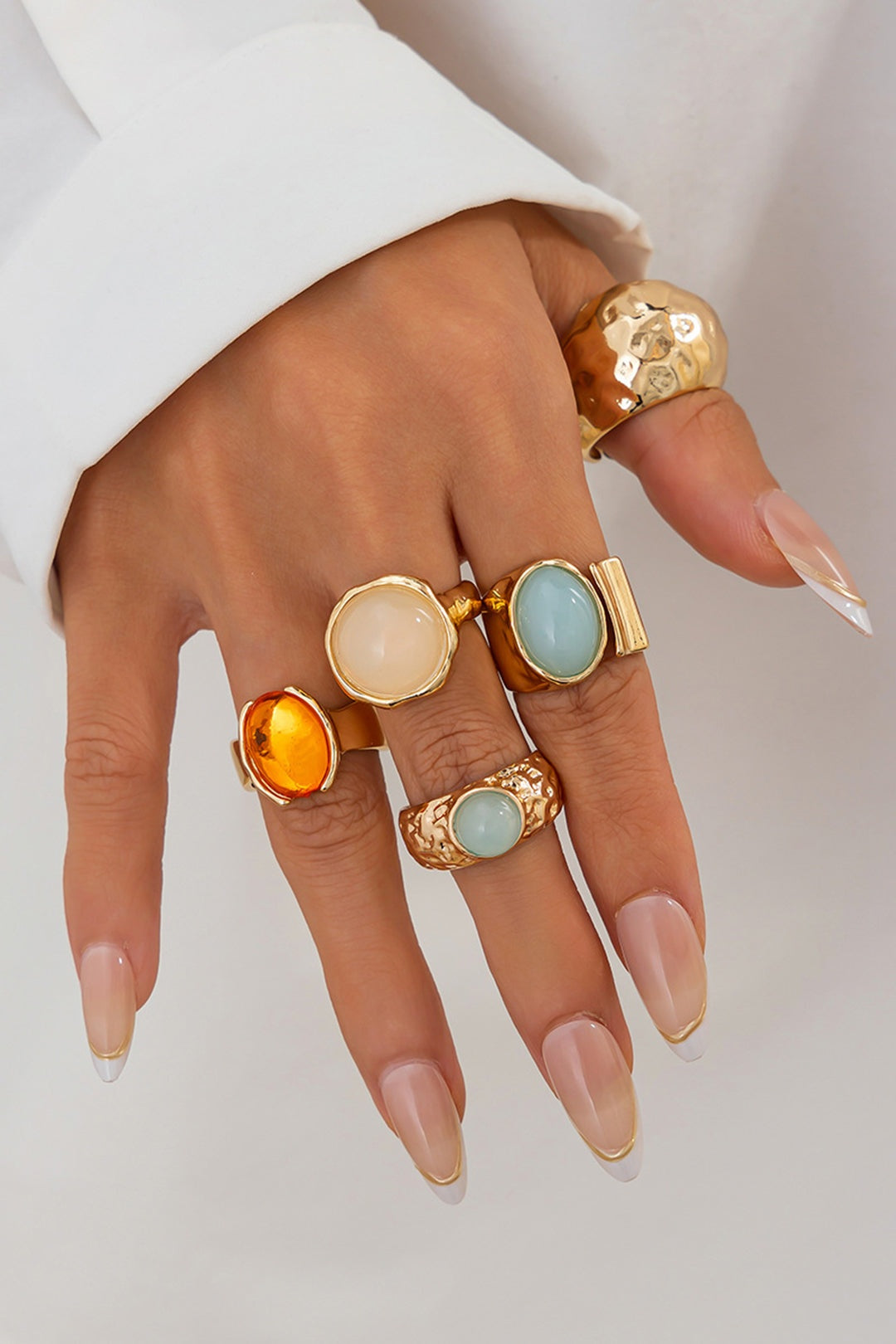 Nerea | Anillo Dorado Mujer Piedras Naturales Ajustable