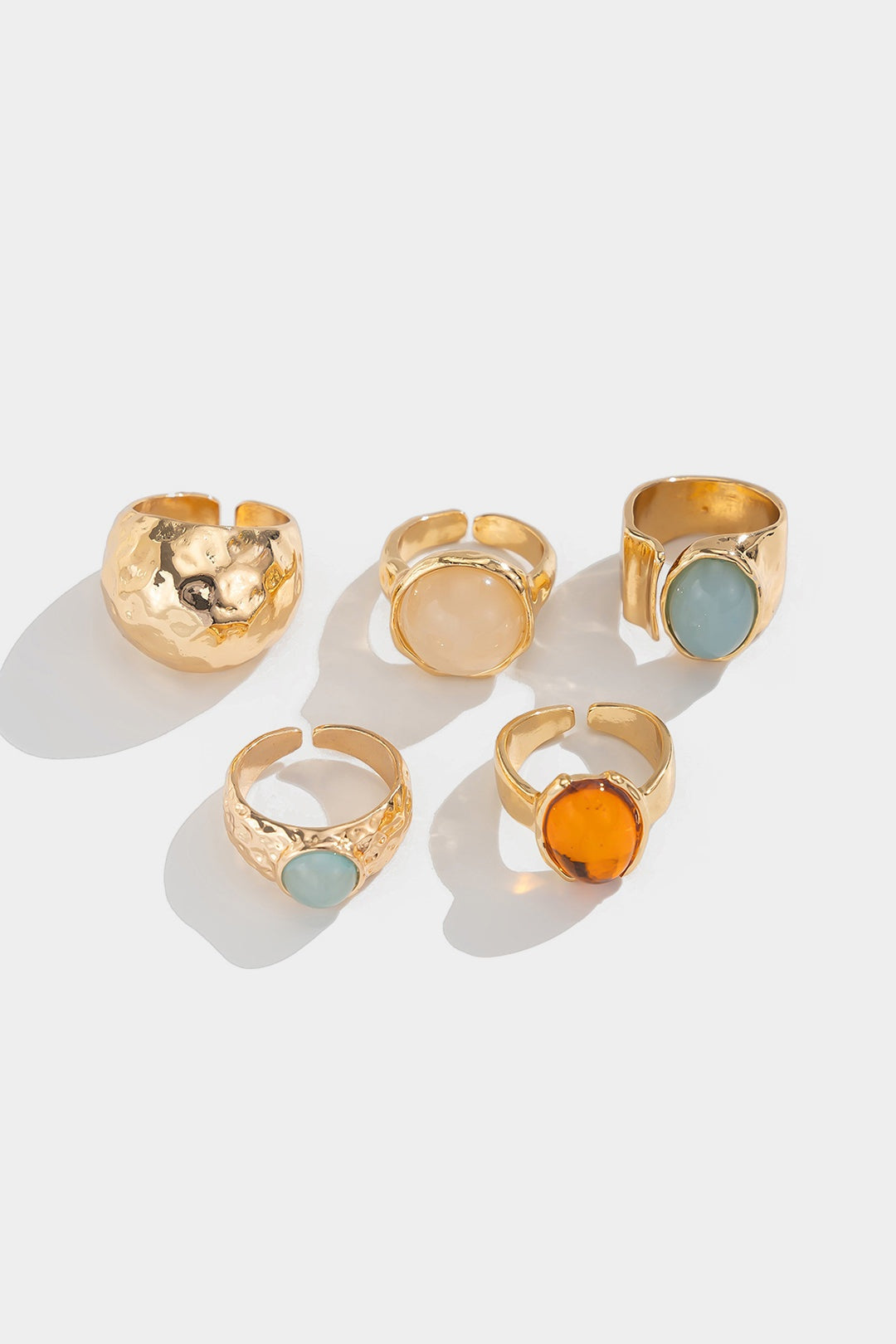 Nerea | Anillo Dorado Mujer Piedras Naturales Ajustable