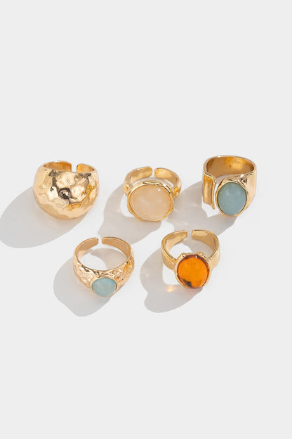 Nerea | Anillo Dorado Mujer Piedras Naturales Ajustable