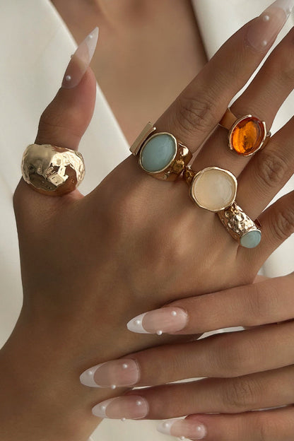 Nerea | Anillo Dorado Mujer Piedras Naturales Ajustable