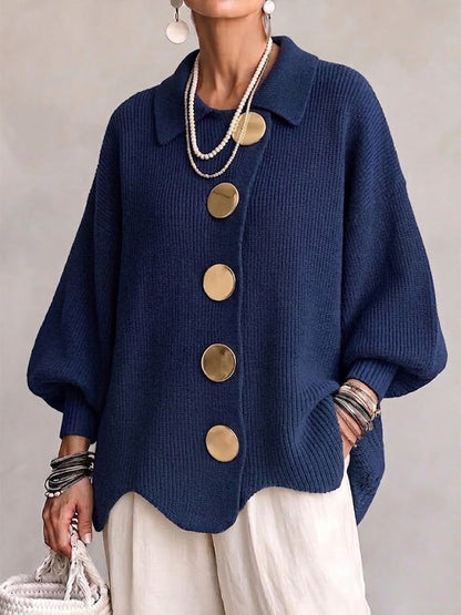Victoire | Cardigan oversize con grandi bottoni dorati